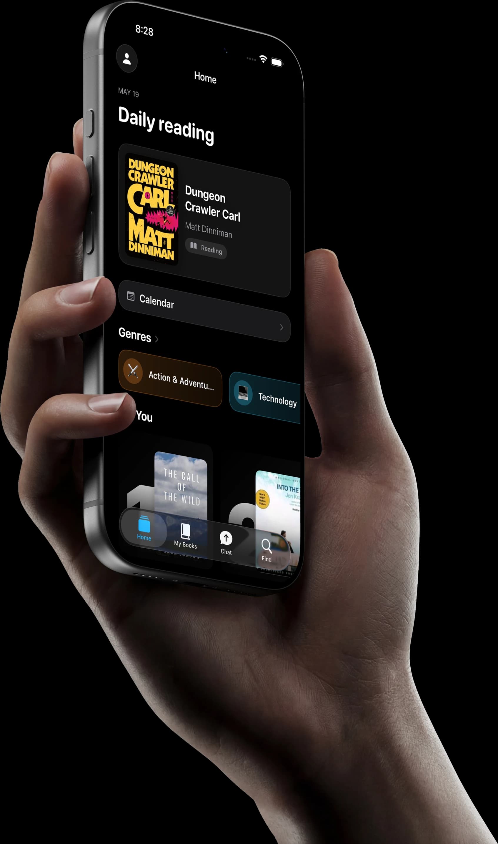BookNest app on iPhone showing your reading library
